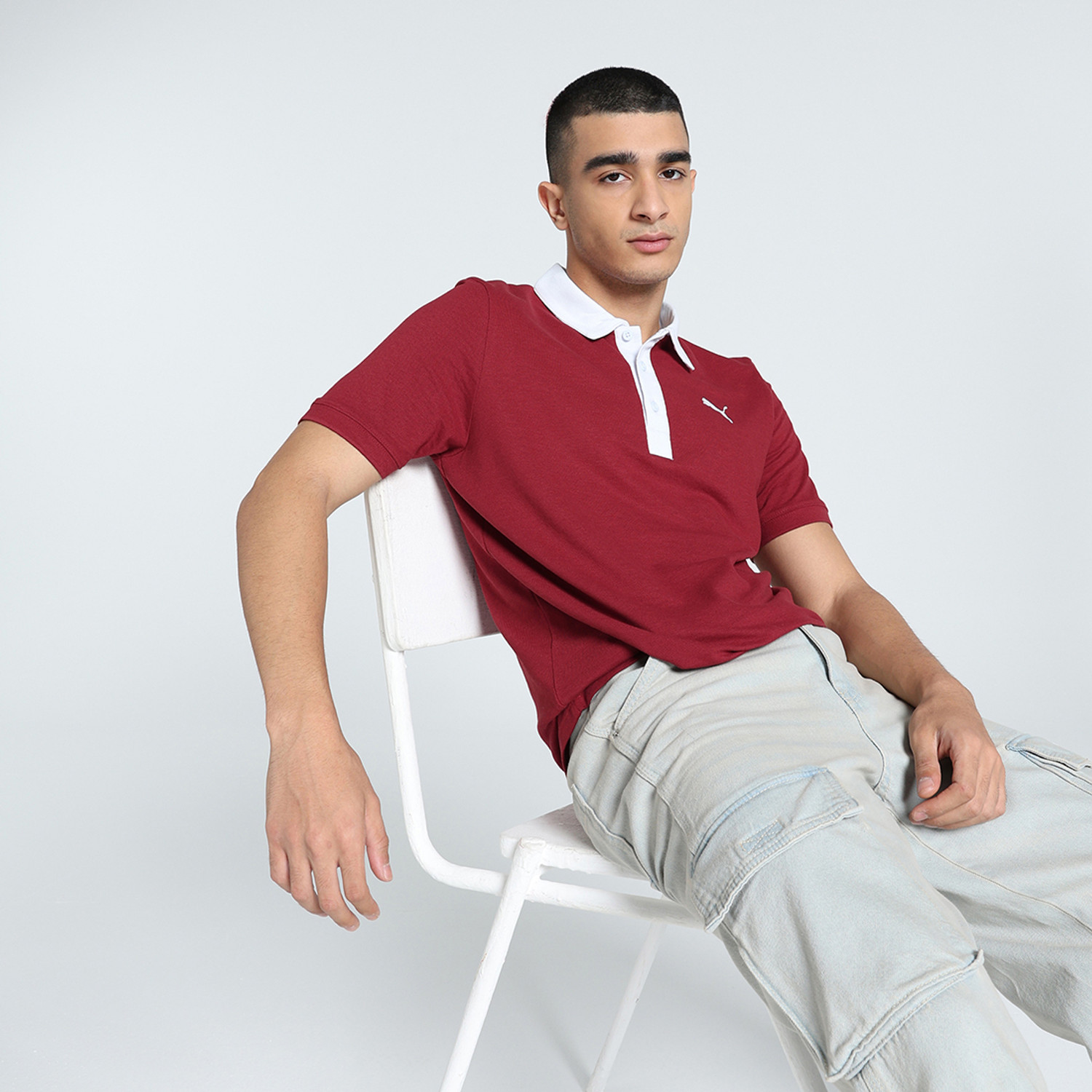 Image of PUMA Solid Men Polo Neck Red T-Shirt