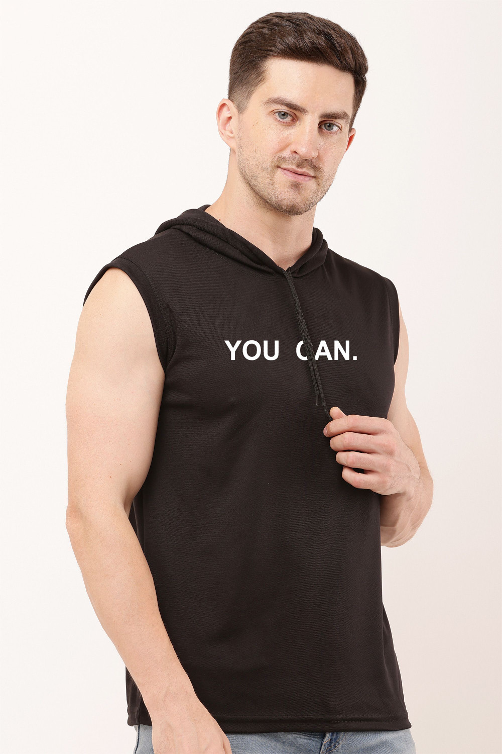 Image of Mundali Printed Men Hooded Neck Black T-Shirt