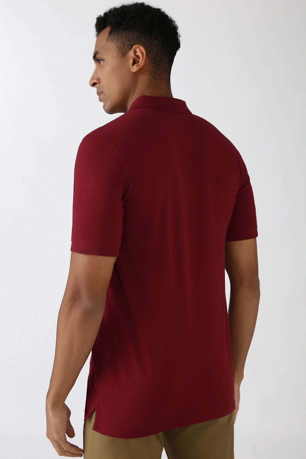 Image of PETER ENGLAND Solid Men Polo Neck Maroon T-Shirt