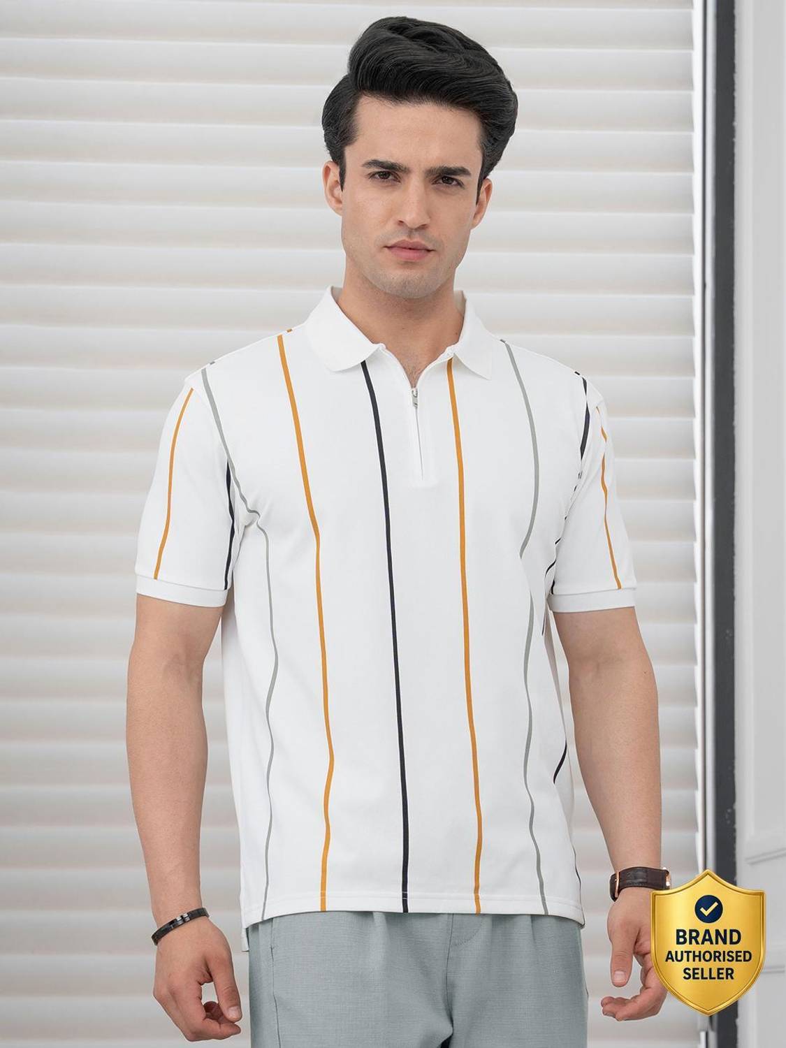 RED TAPE Men Polo Neck White T-Shirt - Image 1