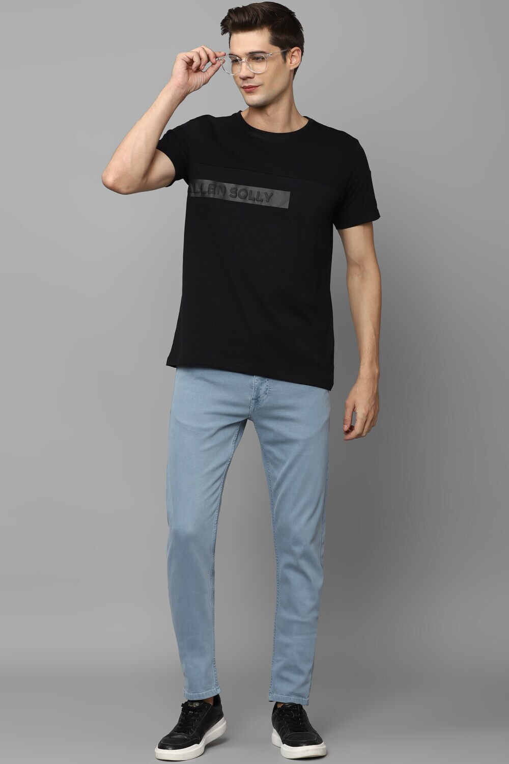 Image of Allen Solly Typography Men Round Neck Black T-Shirt