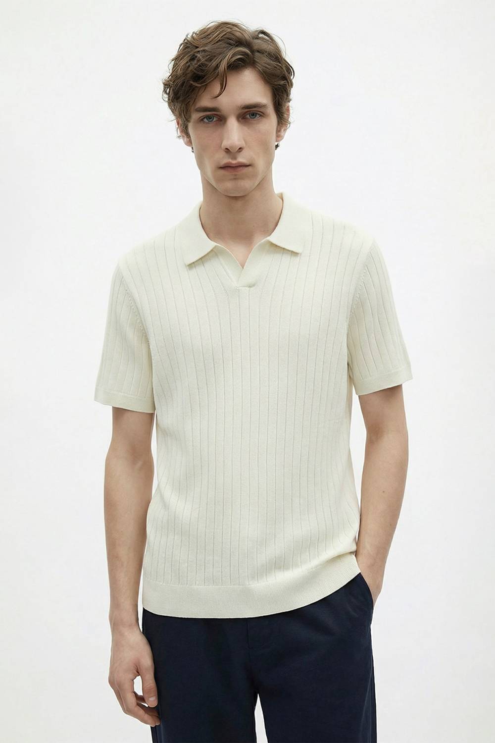 Snitch Striped Polo Neck White T-Shirt - Image 4