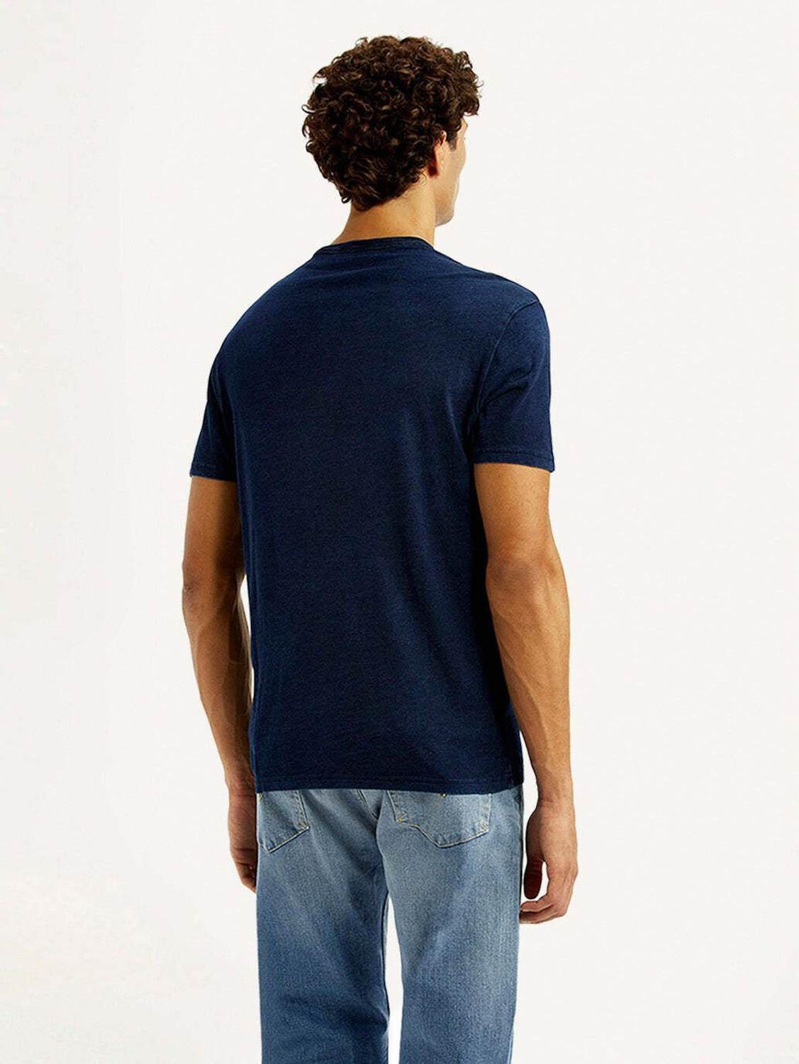 Image of LEVI'S Typography Men Round Neck Dark Blue T-Shirt