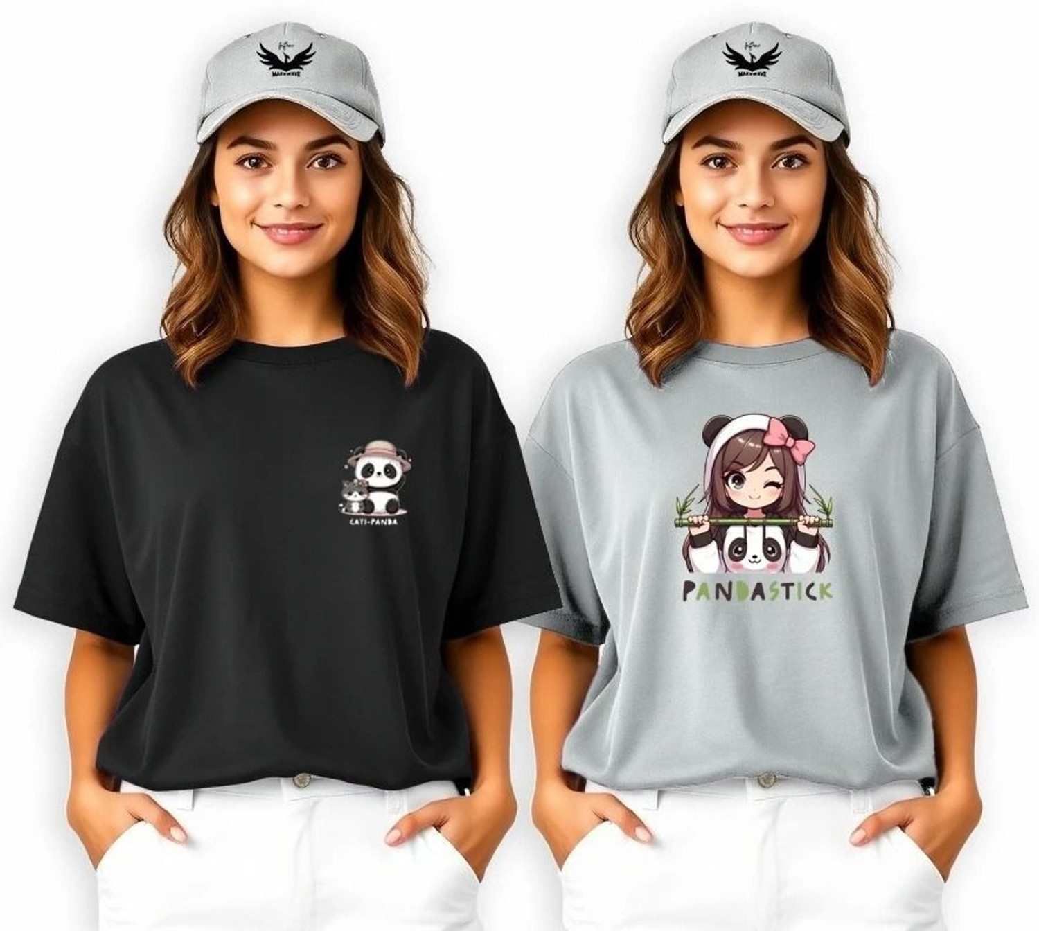 Image of INFIRAX Printed Women Round Neck Grey, Black T-Shirt