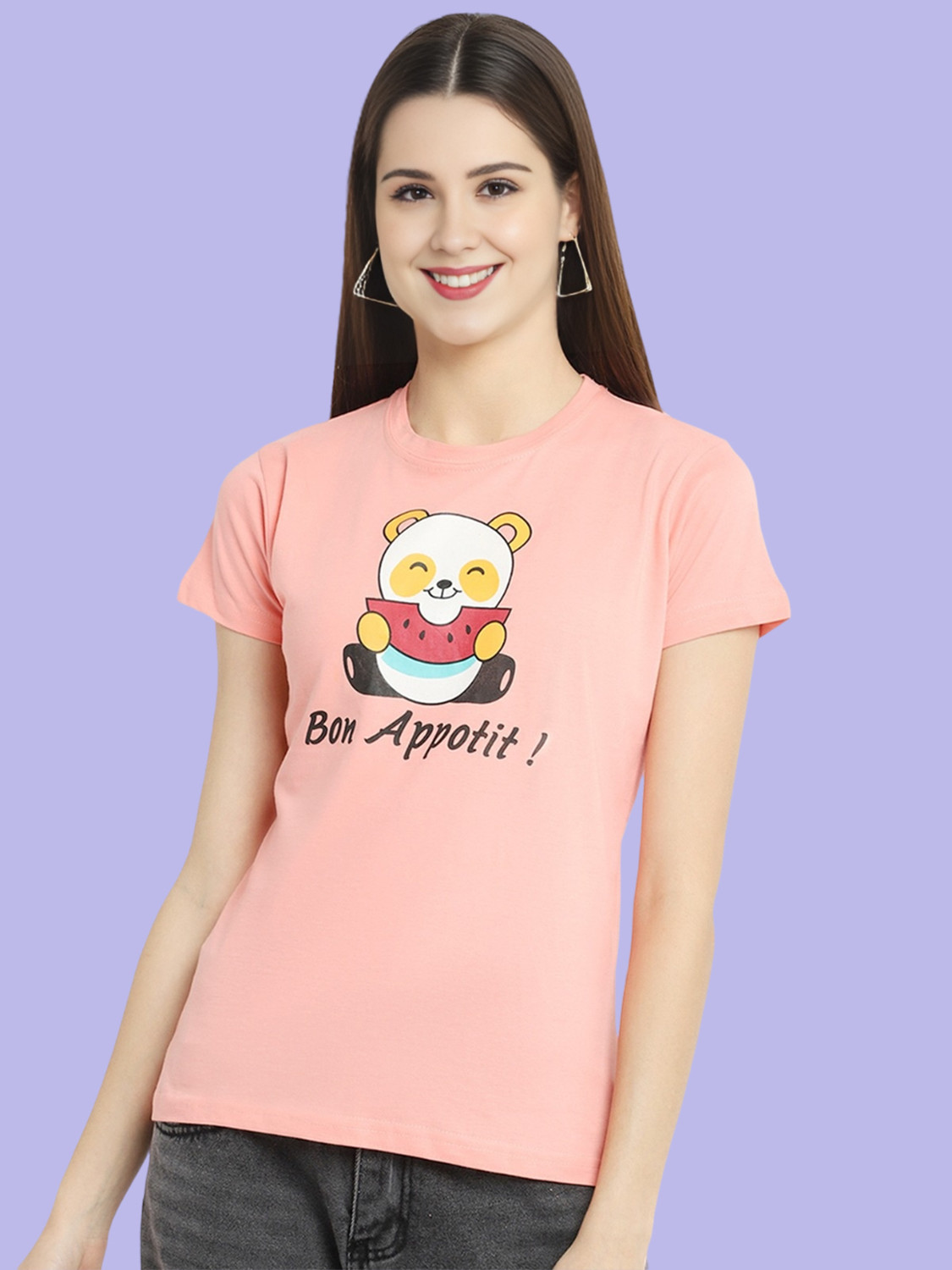 Image of METRONAUT Graphic Print Women Round Neck Multicolor T-Shirt