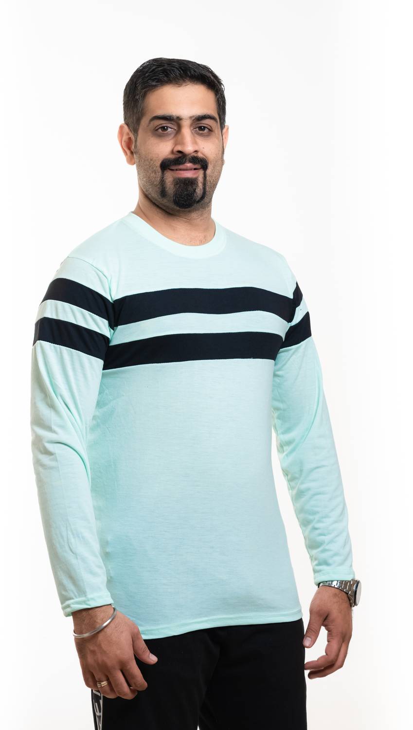 ALPHINE Solid Men Round Neck Light Blue T-Shirt