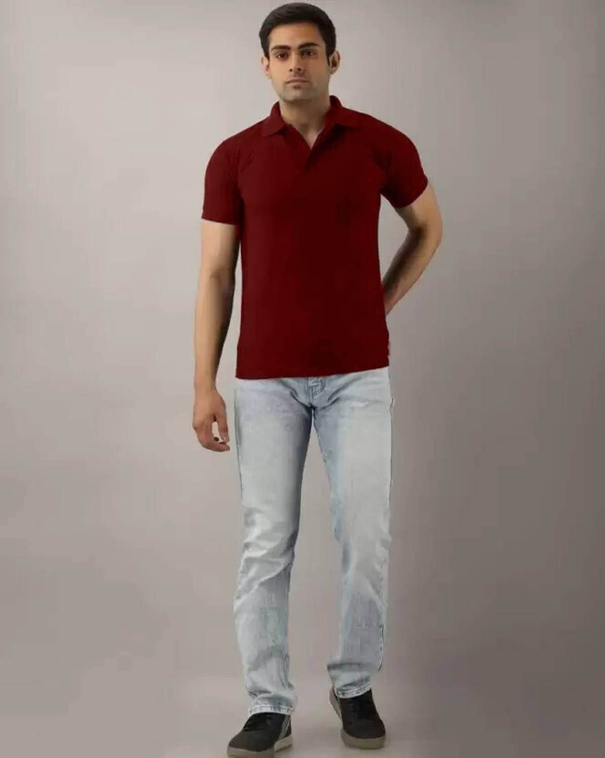 Silver Swan Maroon Polo Neck T-Shirt - Image 5