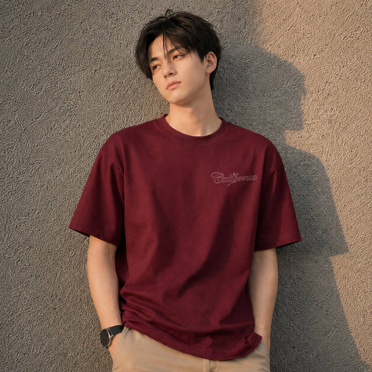 GLOBAL NOMAD Maroon Round Neck T-Shirt - Image 1