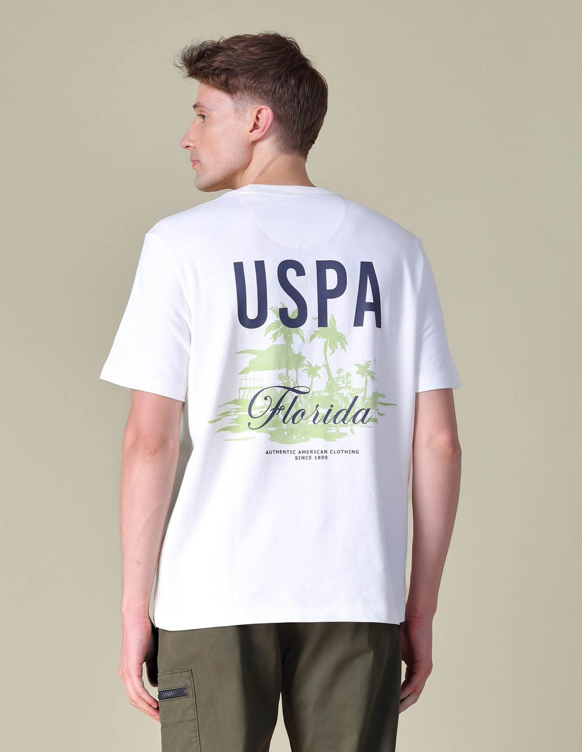 Image of U.S. Polo Assn. Denim Co. Printed Men Crew Neck White T-Shirt