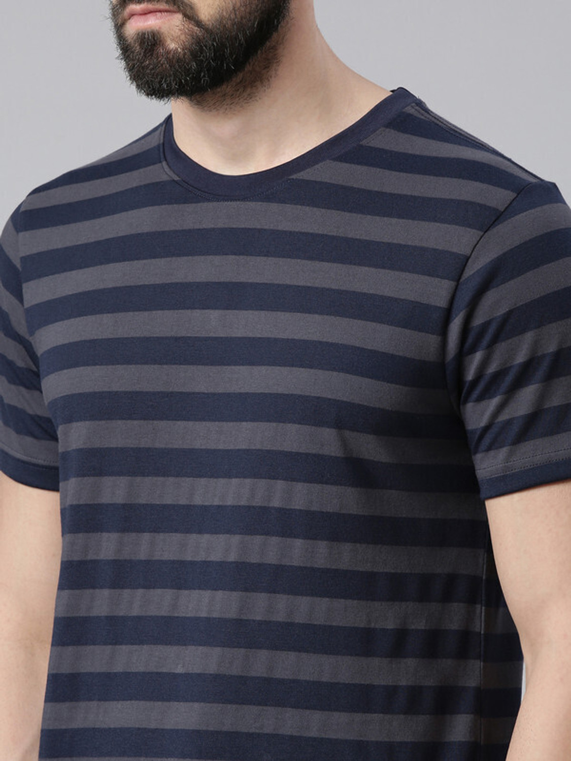 Image of Force NXT Striped Men Round Neck Multicolor T-Shirt