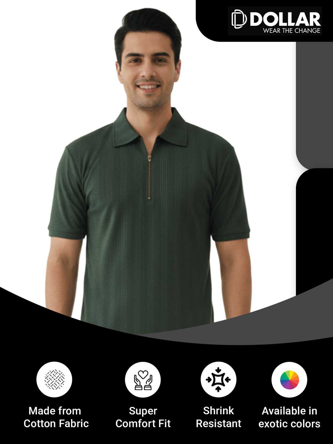 Image of Dollar Solid Men Polo Neck Multicolor T-Shirt