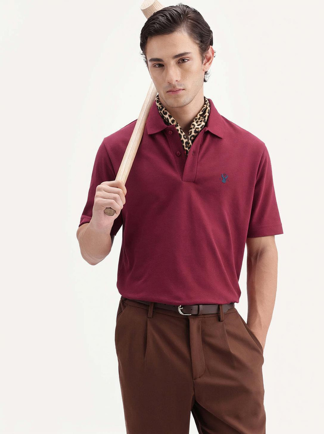 RARE RABBIT Solid Men Polo Neck Red T-Shirt