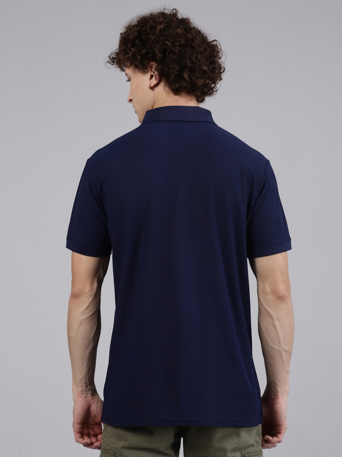 Image of LUX cozi Solid Men Polo Neck Black, Dark Blue T-Shirt