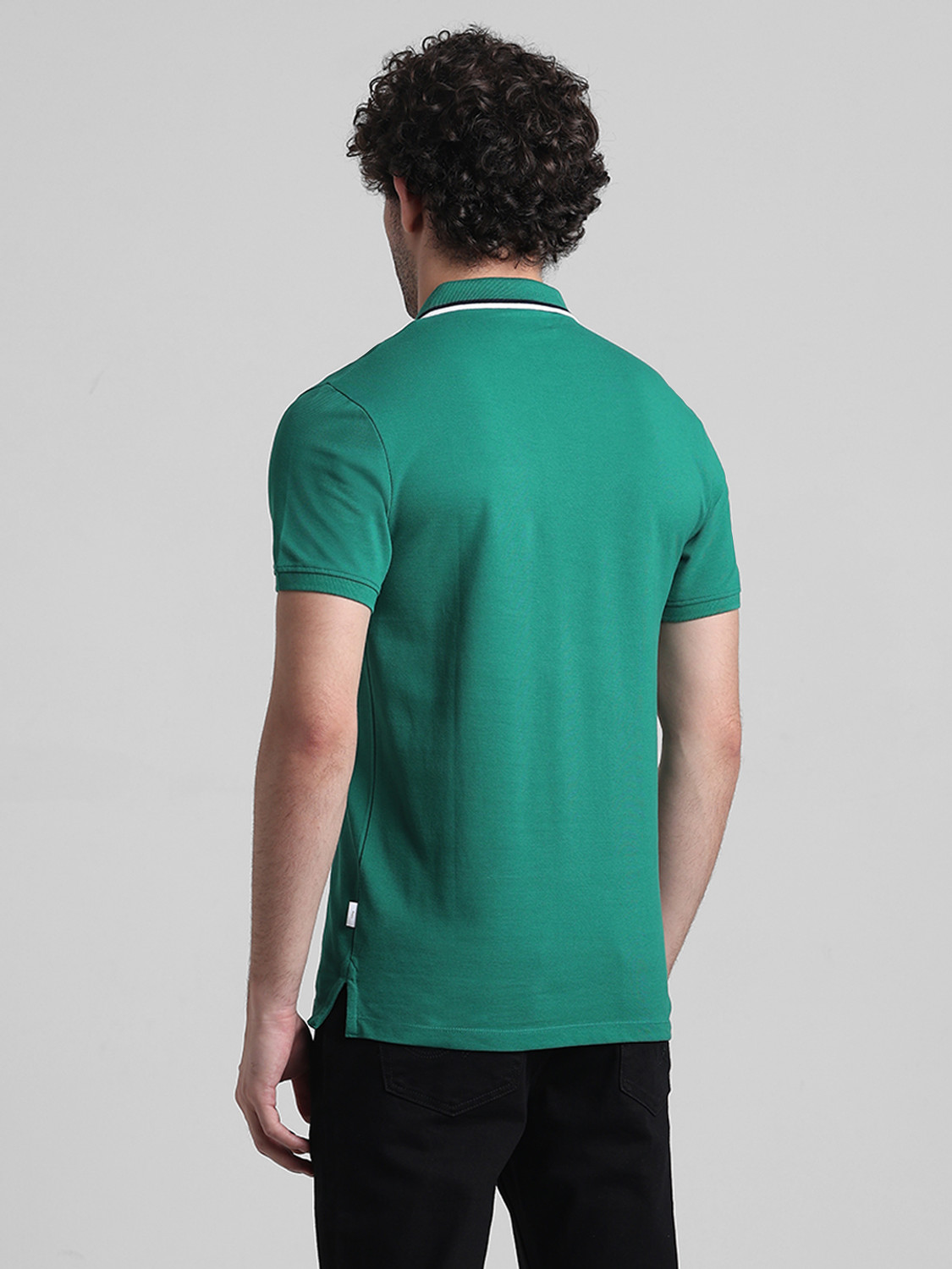 Image of JACK & JONES Solid Men Polo Neck Green T-Shirt