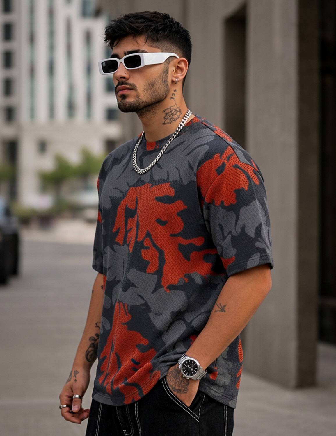 Image of Force Printed Men Round Neck Multicolor T-Shirt