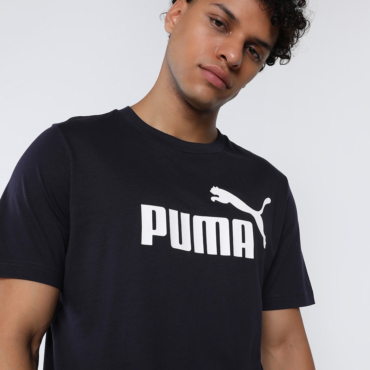 Image of PUMA Printed Men Crew Neck Blue T-Shirt