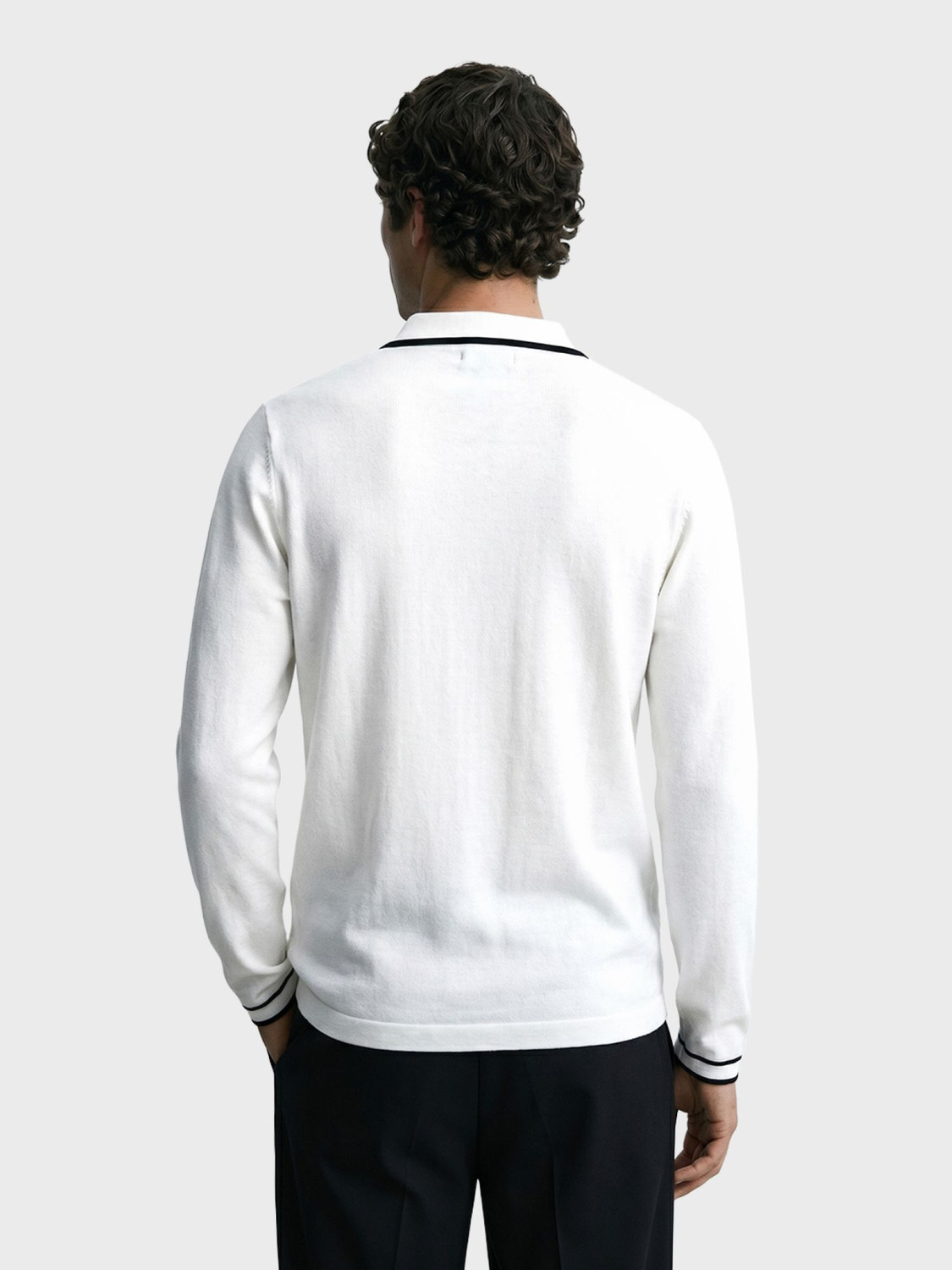 Image of The Indian Garage Co. Solid Men Polo Neck White T-Shirt