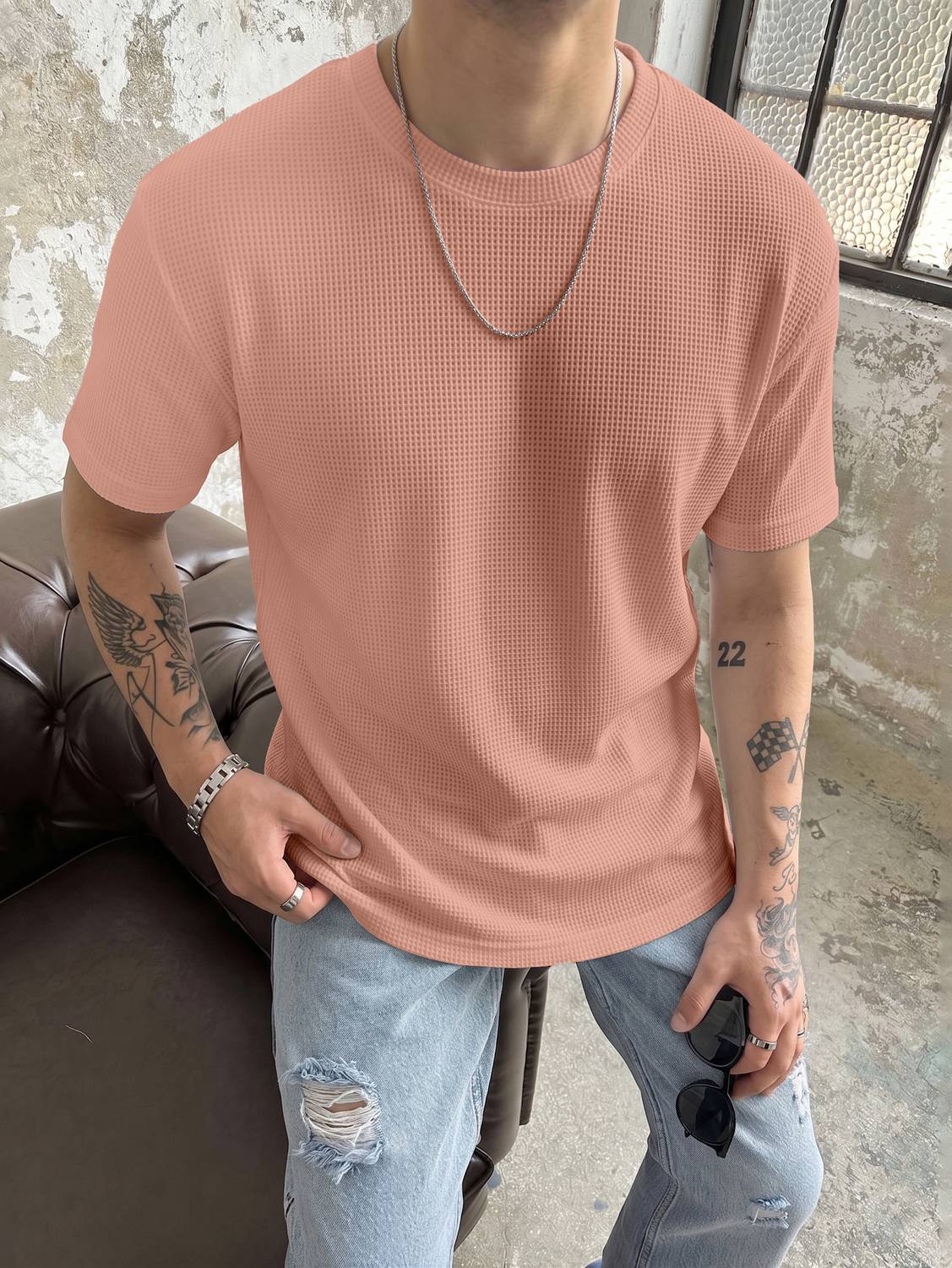 DarkSquare Men Brown, Orange T-Shirt Pack of 2 - Image 3