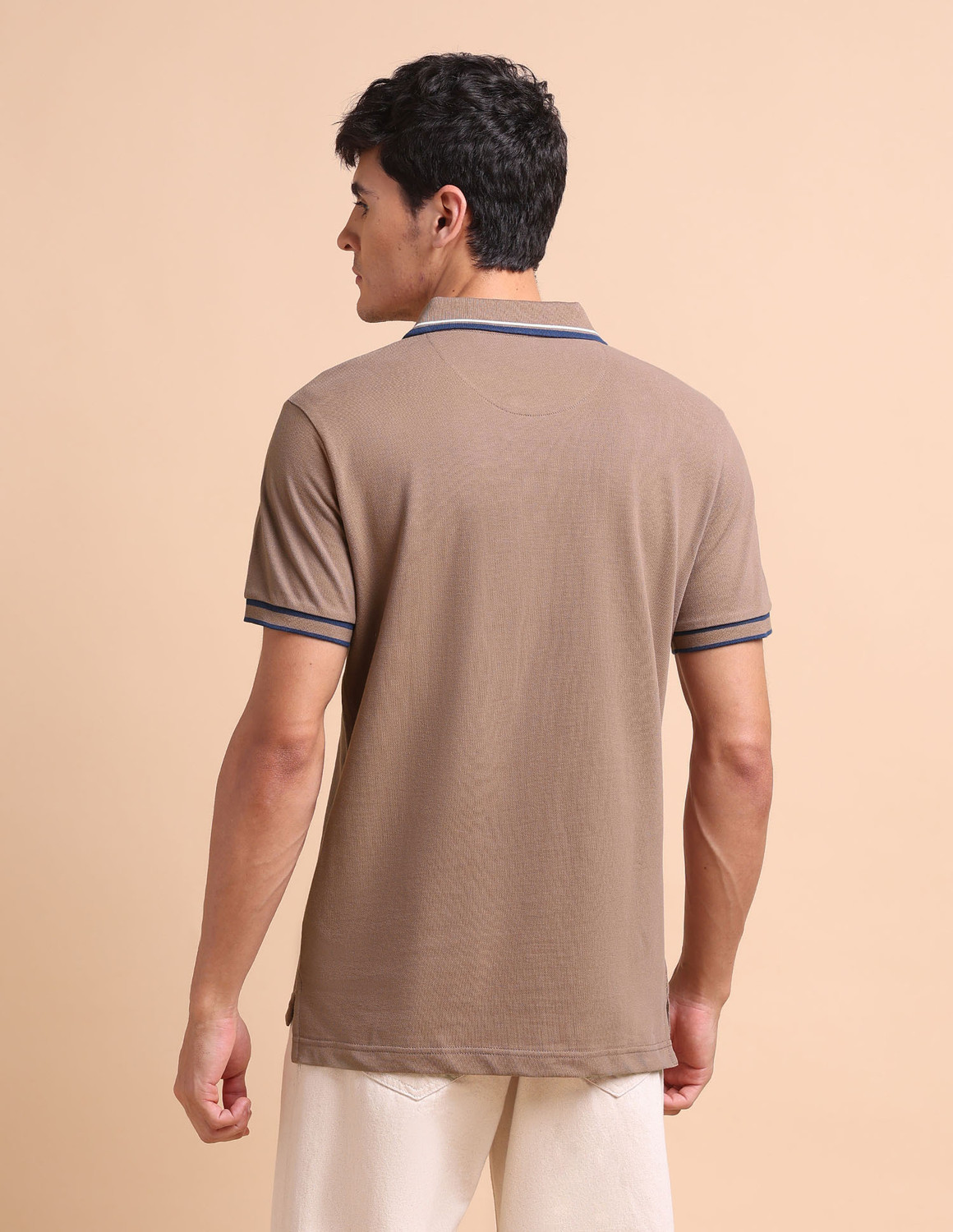 Image of U.S. POLO ASSN. Solid Men Polo Neck Brown T-Shirt
