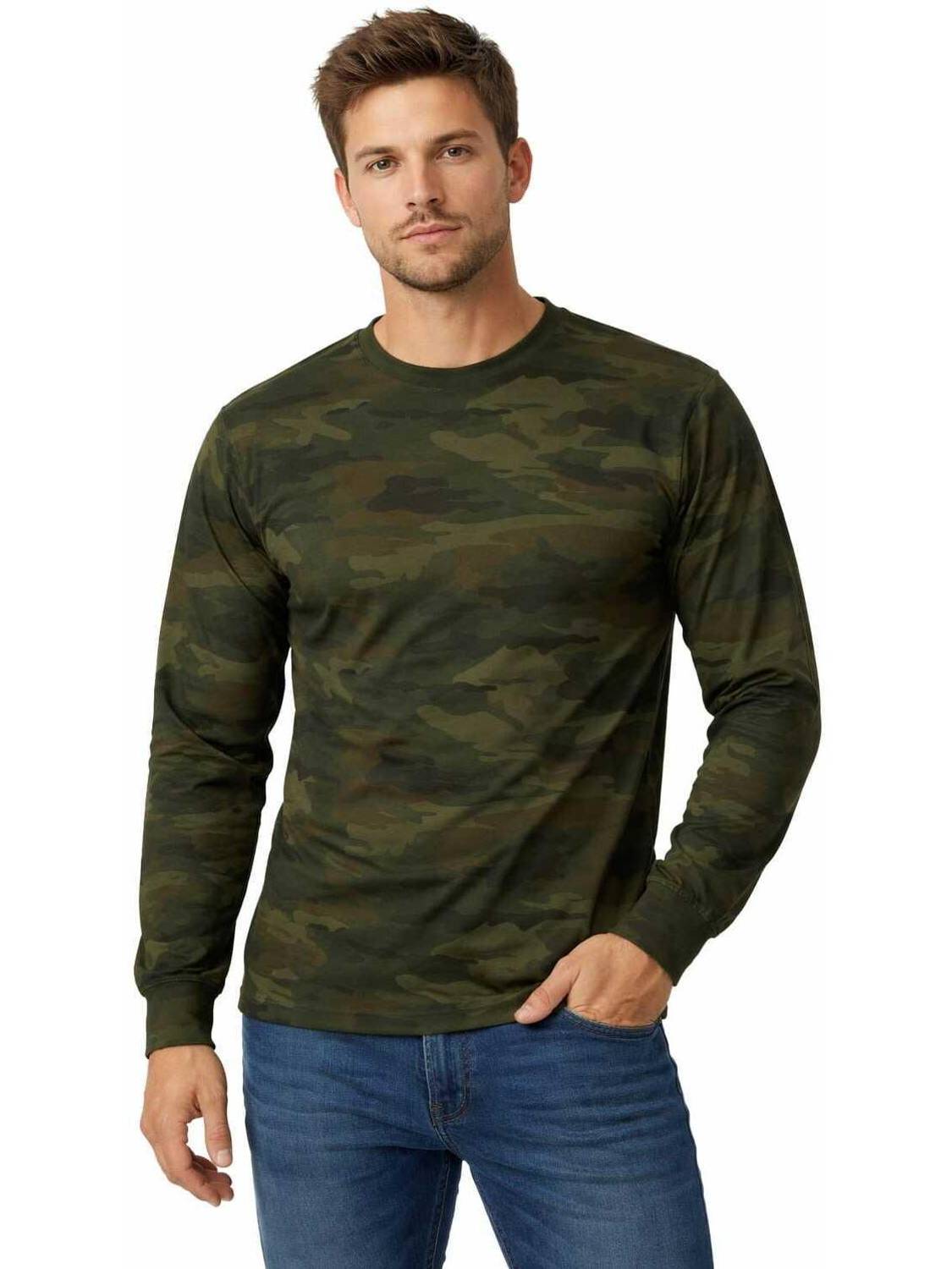 CAMOTAGE Military Camouflage, Printed Men Round Neck Multicolor, Green T-Shirt
