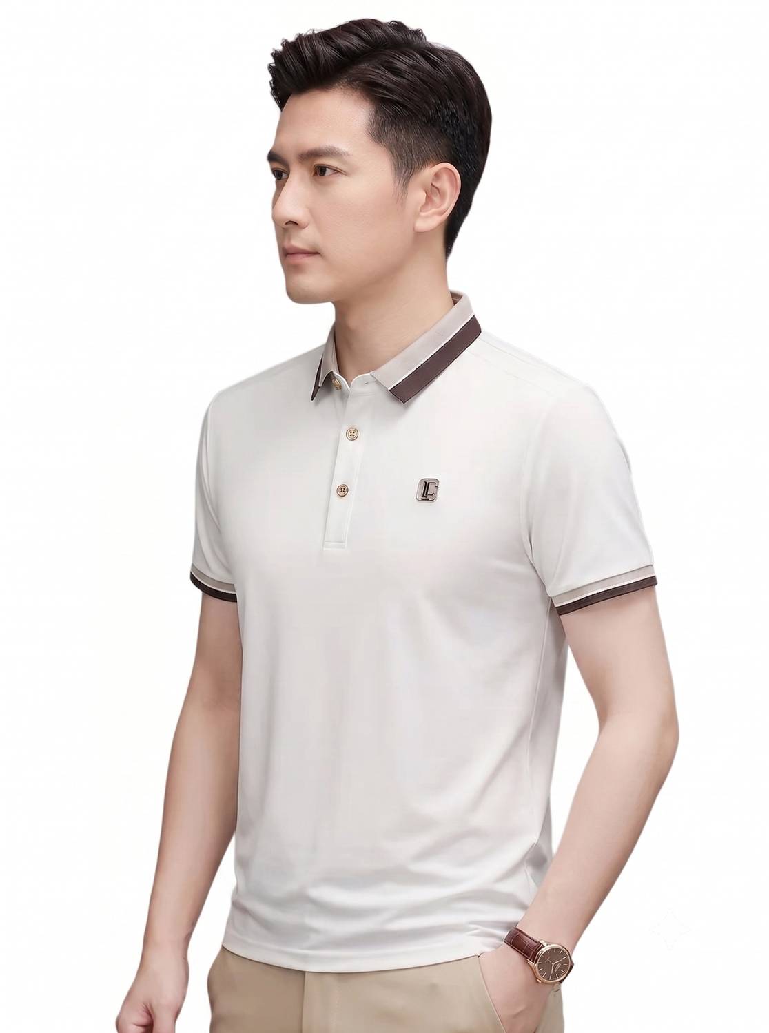 Dhruvinja White Polo Neck T-Shirt - Image 3