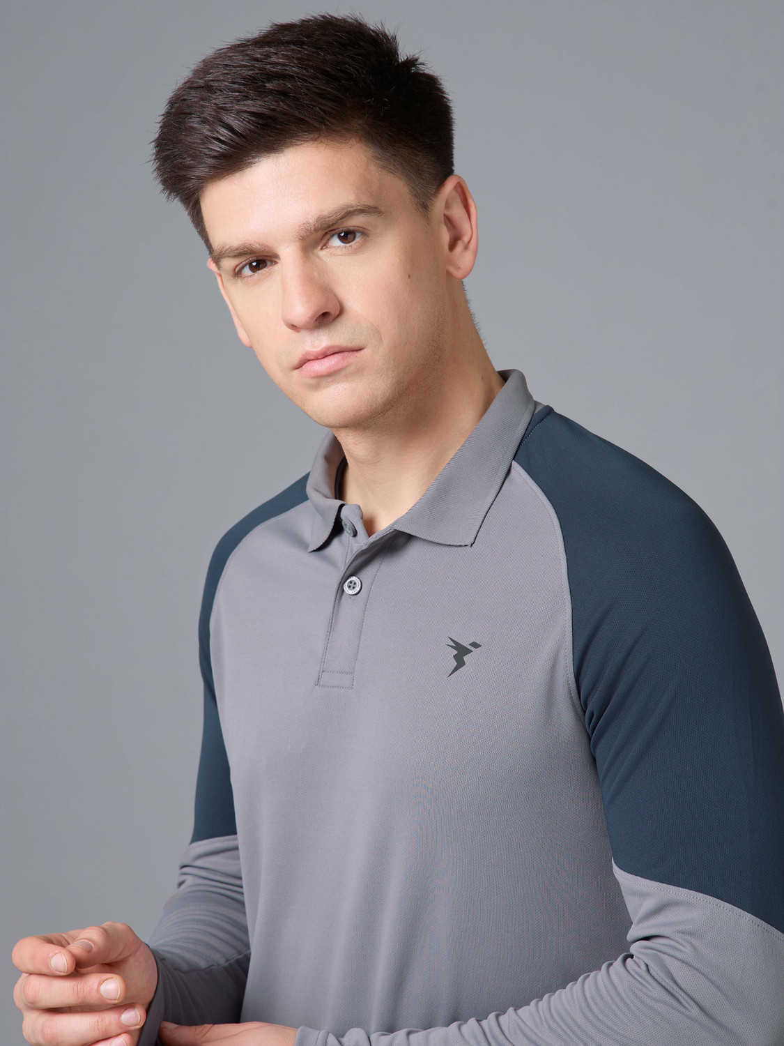 Image of TECHNOSPORT Colorblock Men Polo Neck Blue T-Shirt