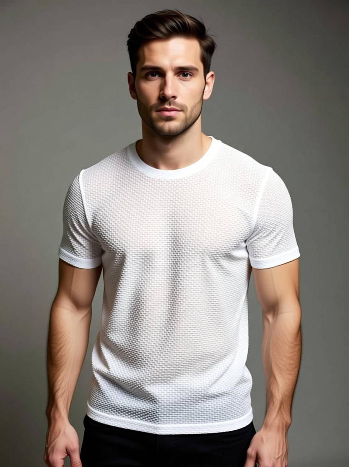 TQI Men White Round Neck T-Shirt - Image 2