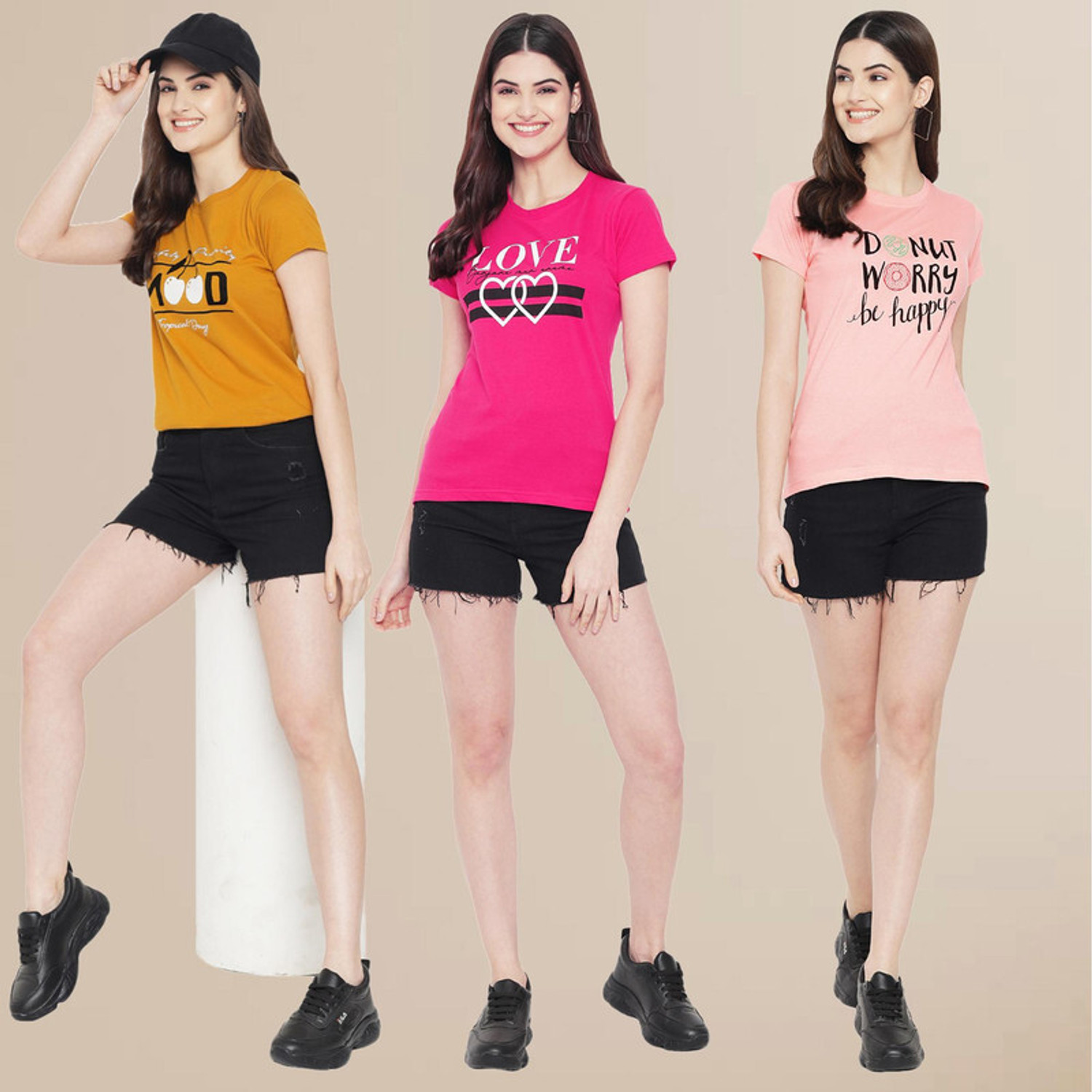 Image of METRONAUT Printed Women Round Neck Multicolor T-Shirt