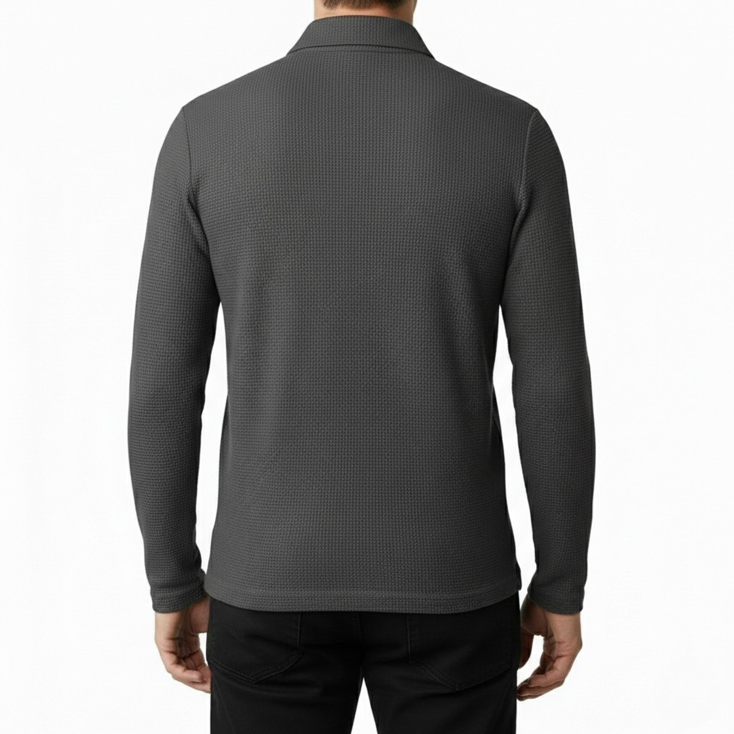 Image of 7 Heavens Self Design Men Zip Neck Grey T-Shirt
