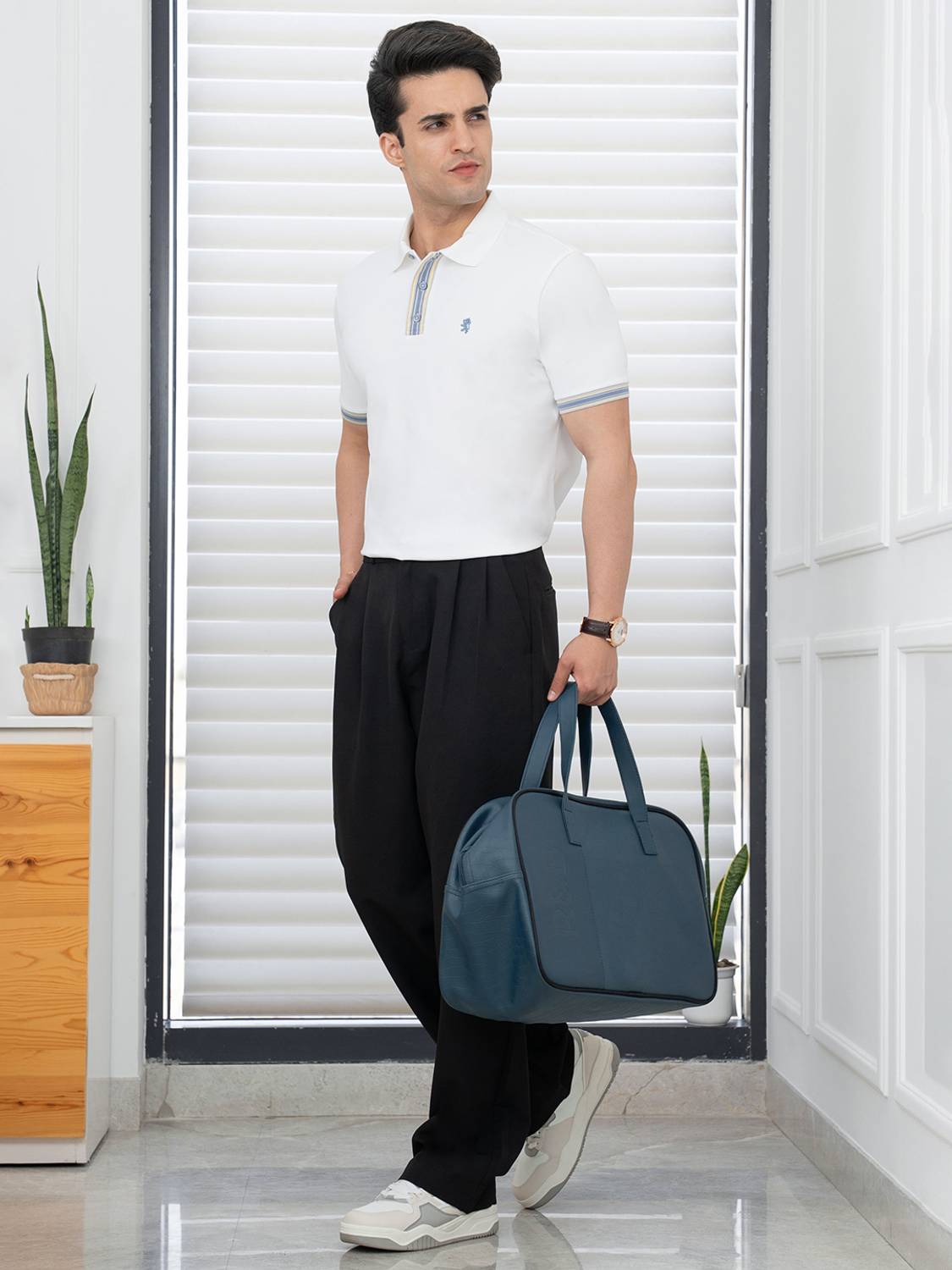 RED TAPE Men Polo Neck White T-Shirt - Image 4