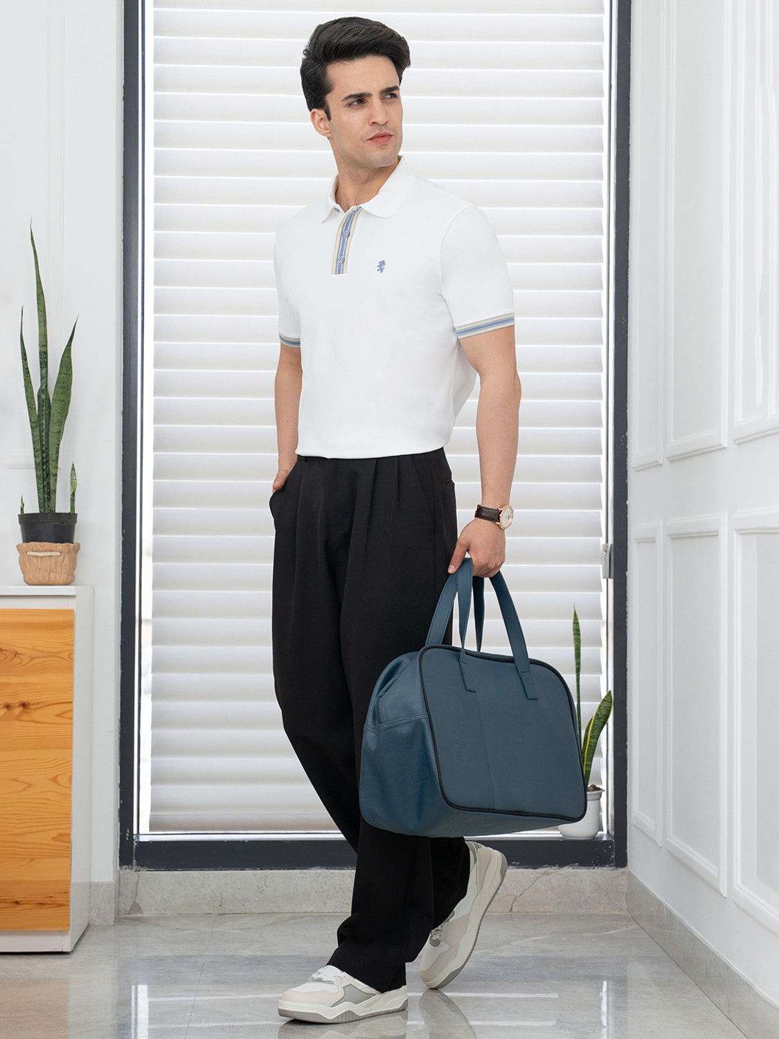 Image of RED TAPE Solid Men Polo Neck White T-Shirt