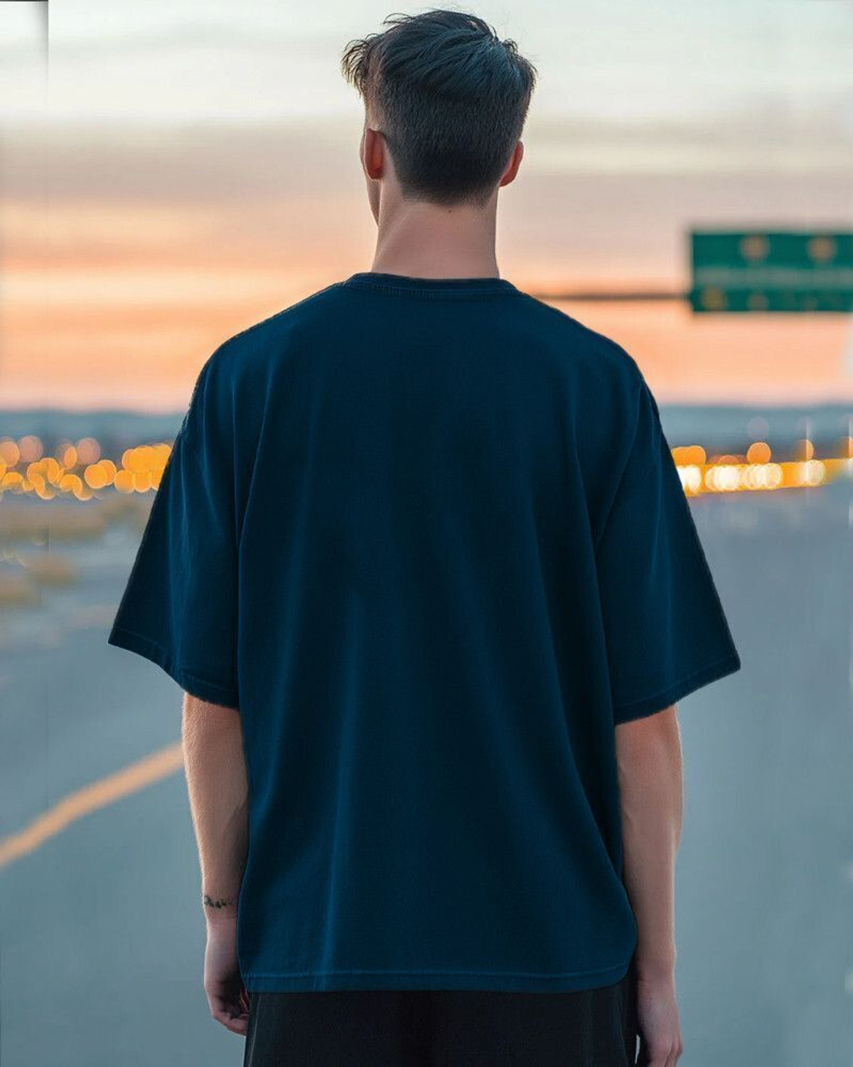 Image of FastColors Printed Men Round Neck Blue T-Shirt