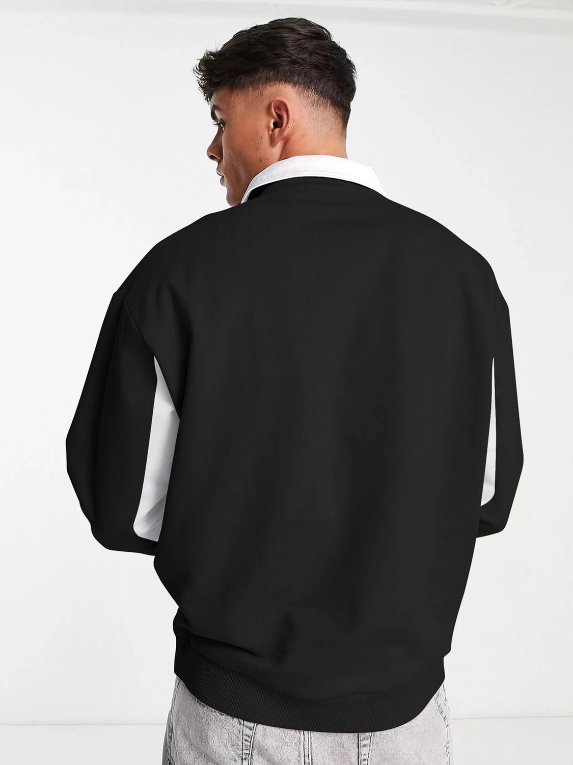 Image of Jump Cuts Printed Men Polo Neck Black T-Shirt