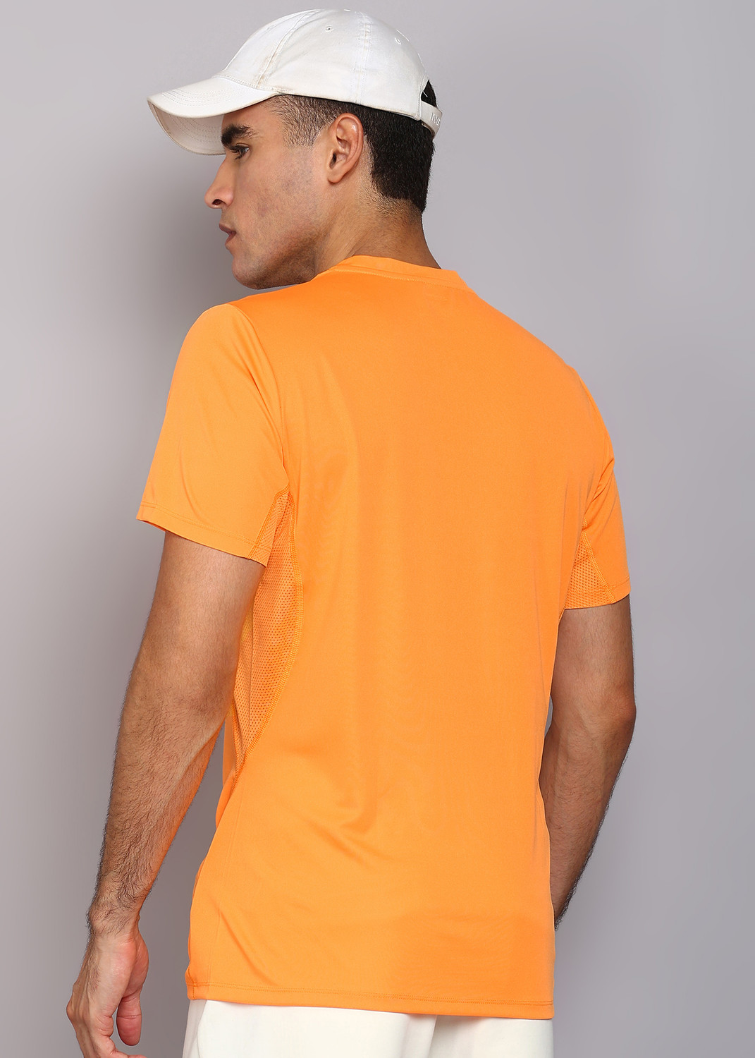 Image of ADIDAS Solid Men Crew Neck Orange T-Shirt