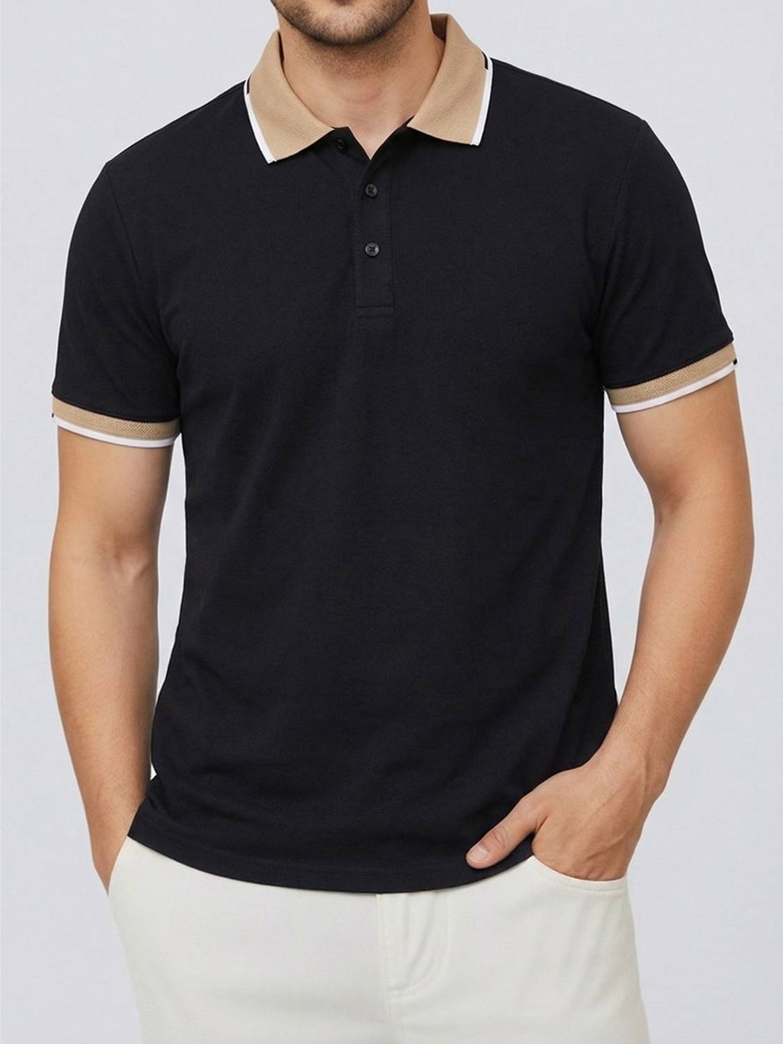 JUST ROAR Colorblock Men Polo Neck Multicolor T-Shirt - Image 2
