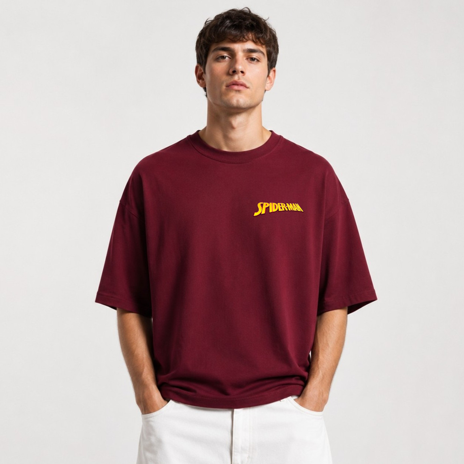 Image of MARVEL By Metronaut Printed Men Round Neck Maroon T-Shirt