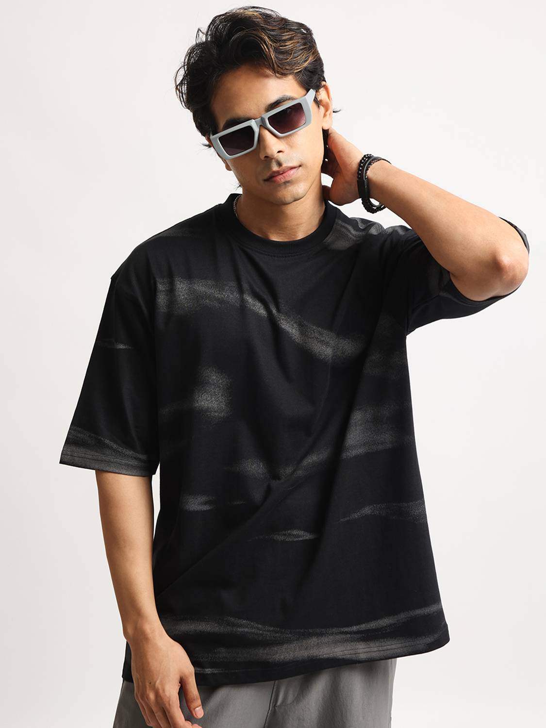MANIAC Printed Men Round Neck Black T-Shirt