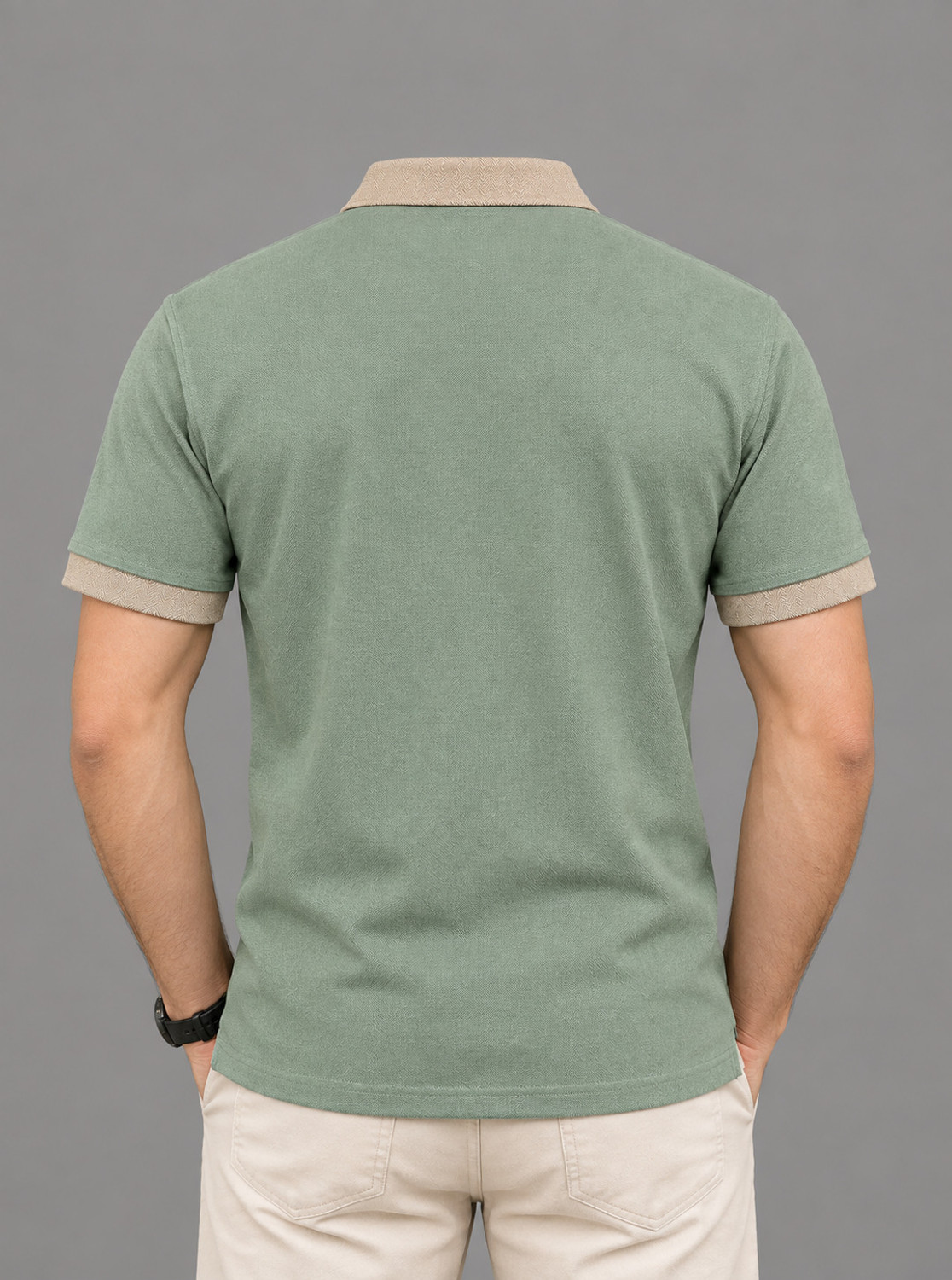 Image of TheGovindCo Solid Men Polo Neck Light Green T-Shirt