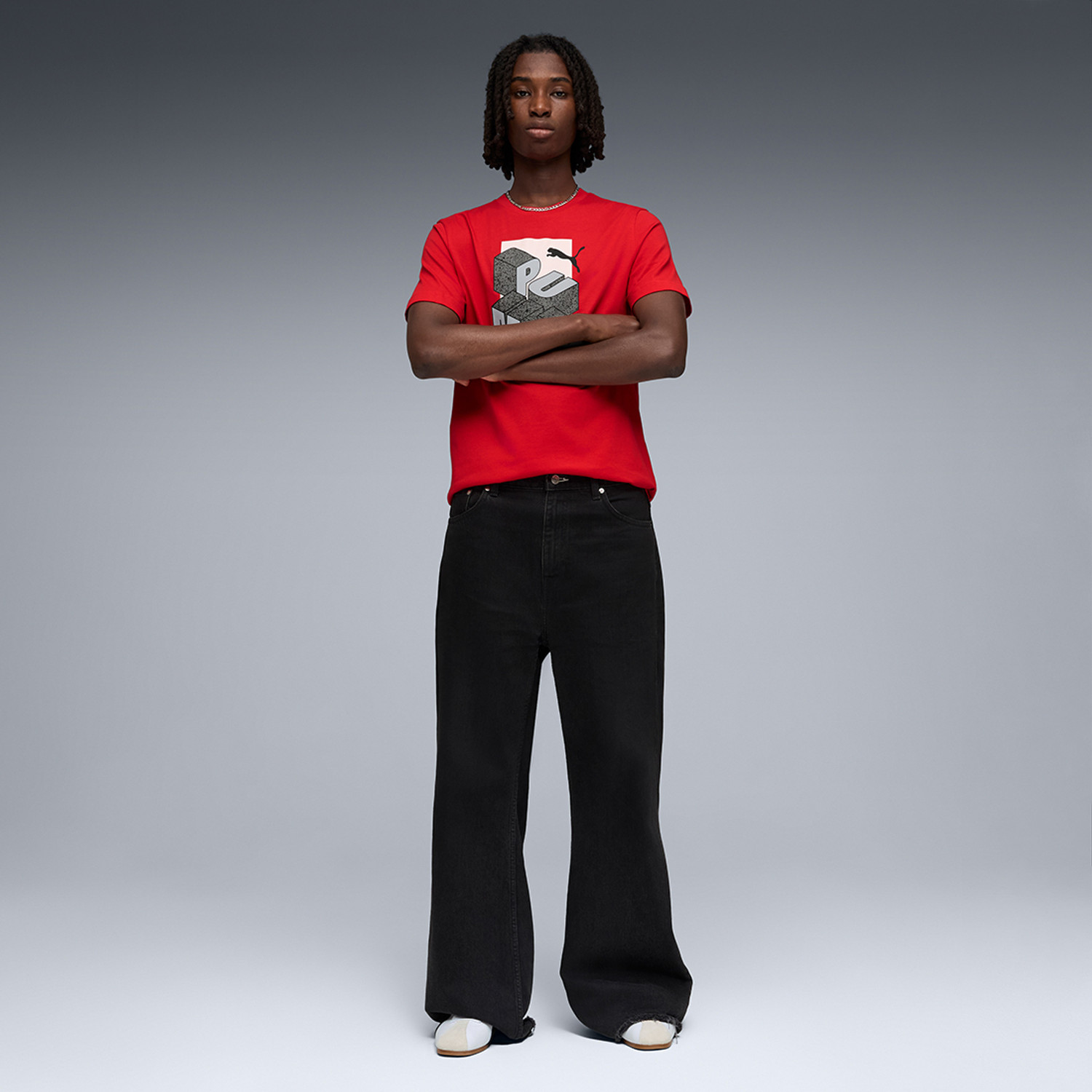 Image of PUMA Printed Men Crew Neck Red T-Shirt