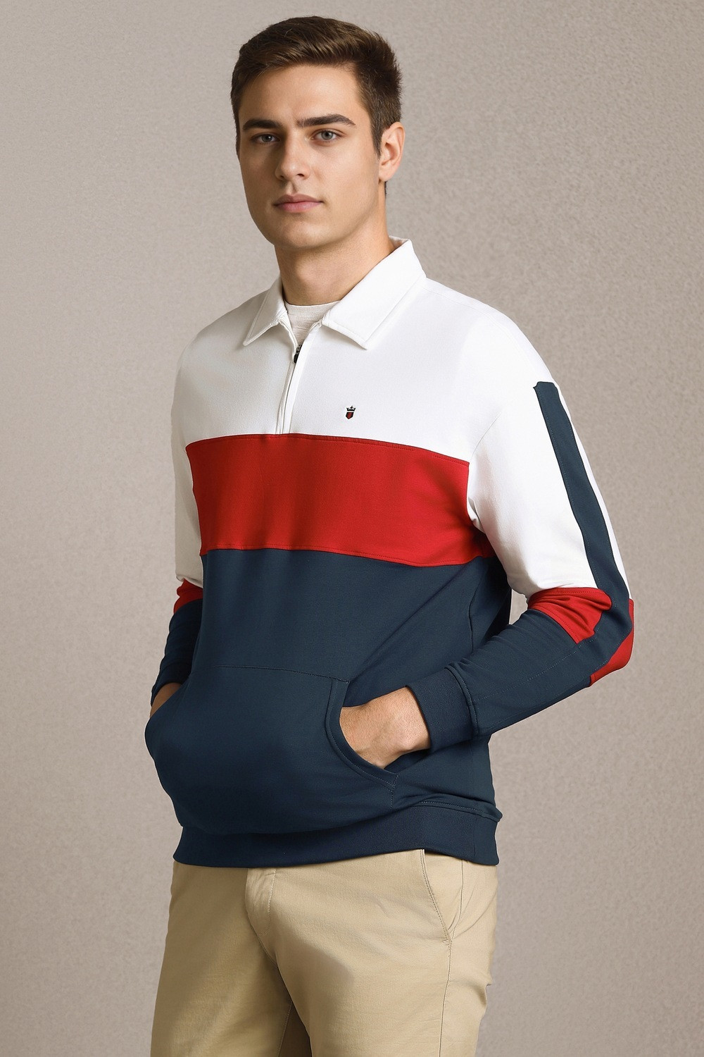 Image of LOUIS PHILIPPE Printed Men Polo Neck Multicolor T-Shirt