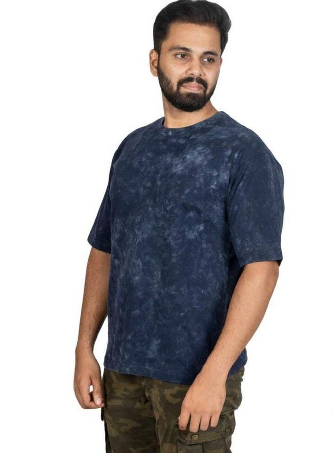 BEEFITS Tie & Dye Men Round Neck Navy Blue T-Shirt