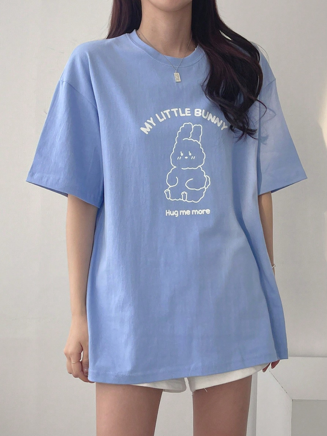 Image of Veroconic Printed Women Round Neck Light Blue T-Shirt