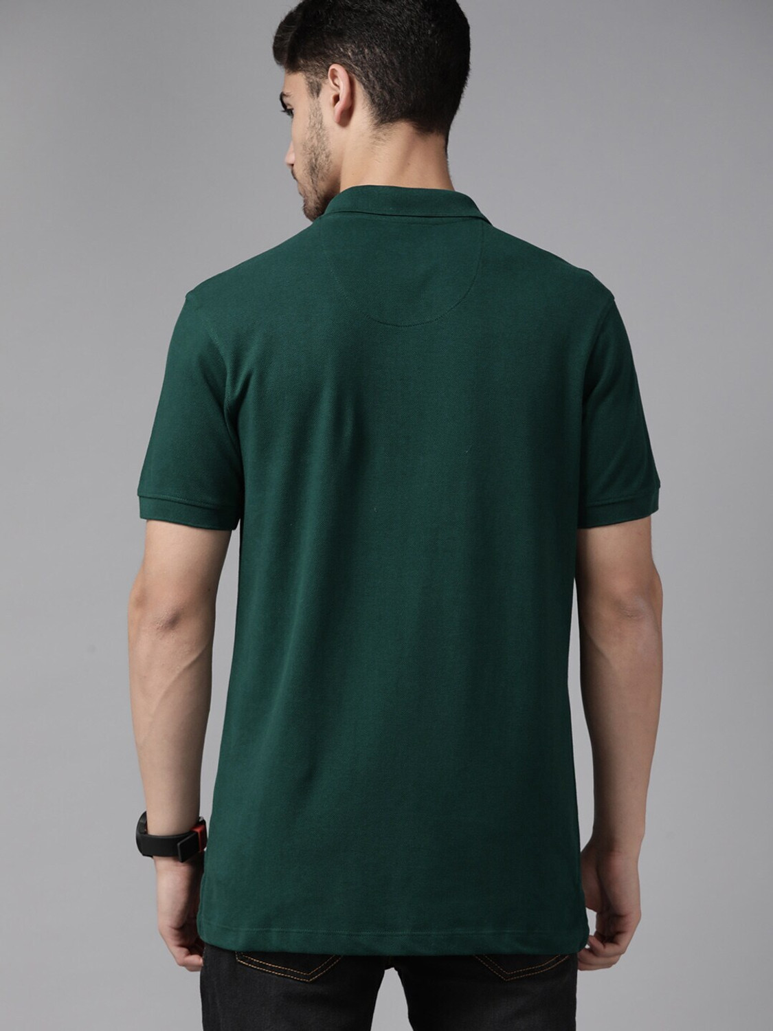 Image of Roadster Solid Men Polo Neck Green T-Shirt