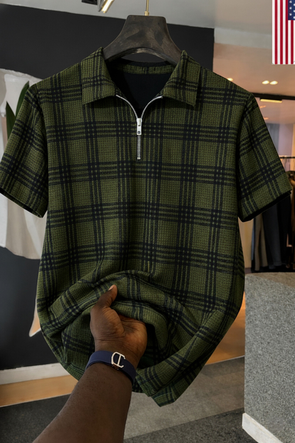 Image of Try This Colorblock Men Polo Neck Green T-Shirt