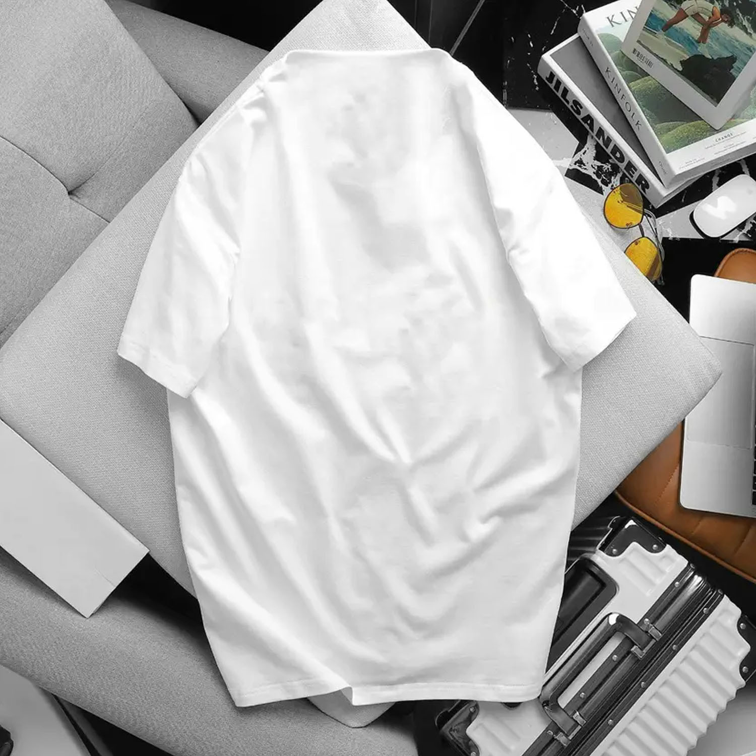 Image of Cloroot Printed Men Round Neck White T-Shirt