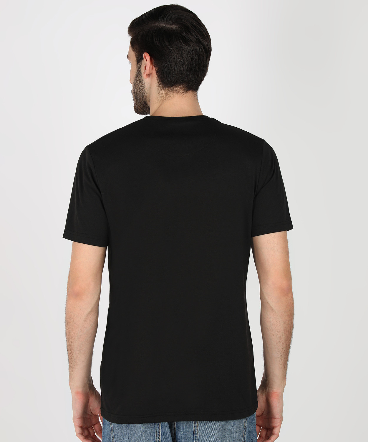 Image of WROGN Solid Men Round Neck Black T-Shirt