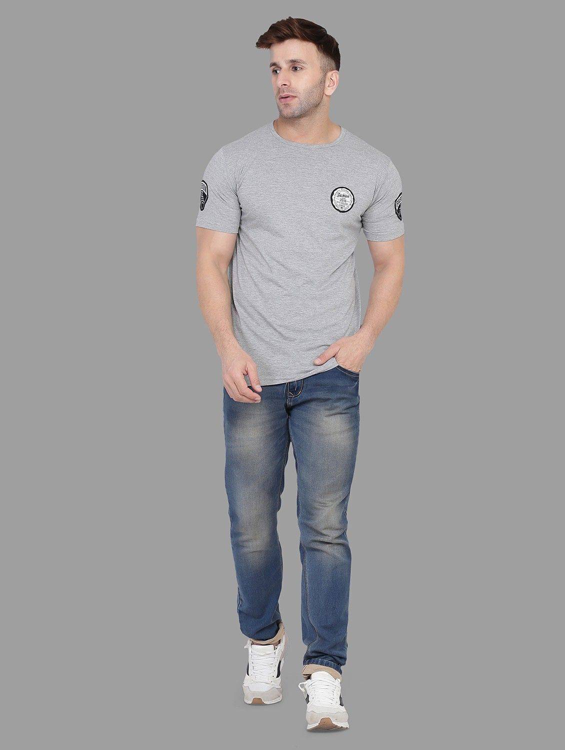 Teacherfab Printed Men Round Neck Grey T-Shirt