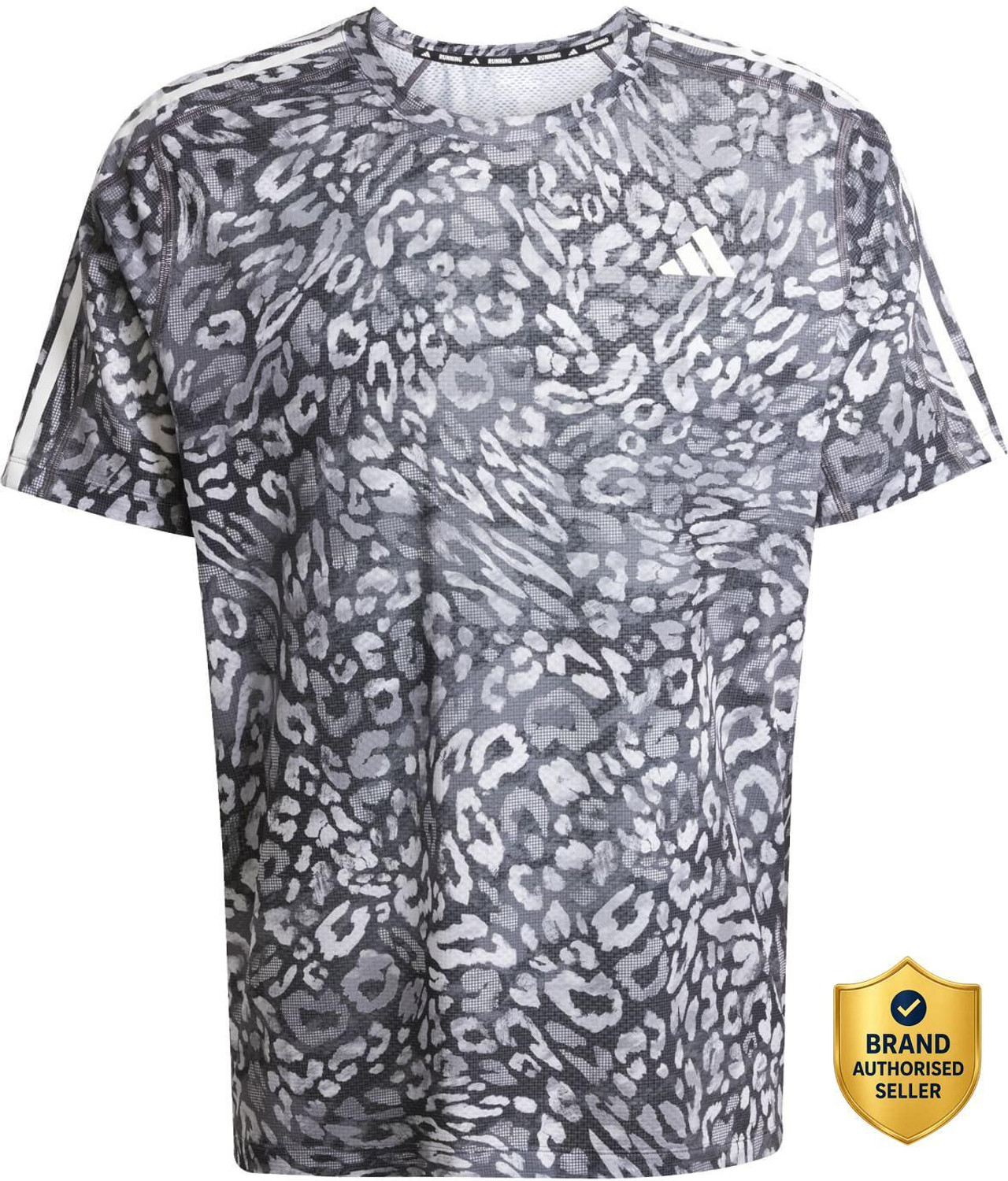 Image of ADIDAS Printed Men Crew Neck Grey T-Shirt