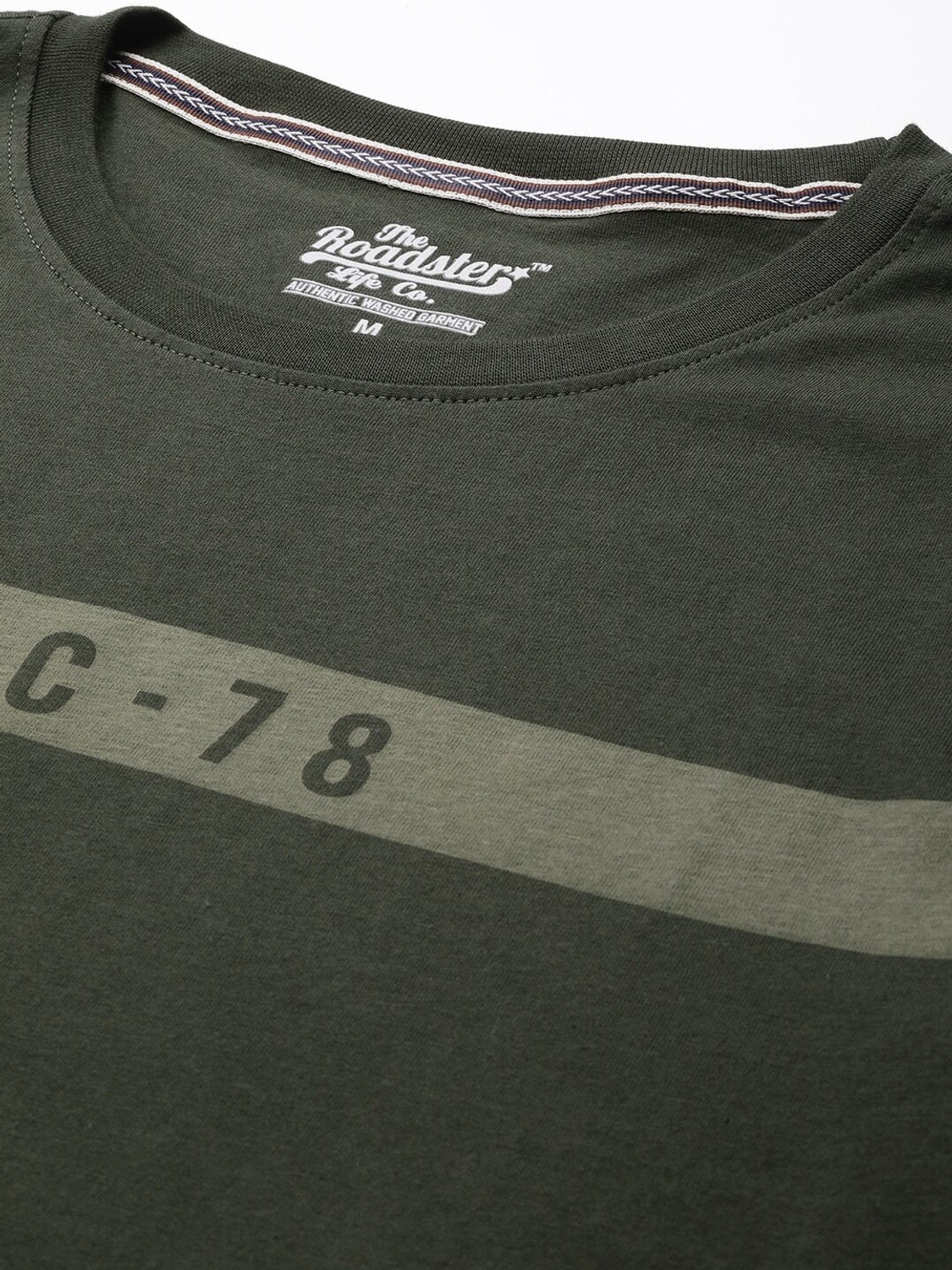 Image of Roadster Solid Men Round Neck Green T-Shirt