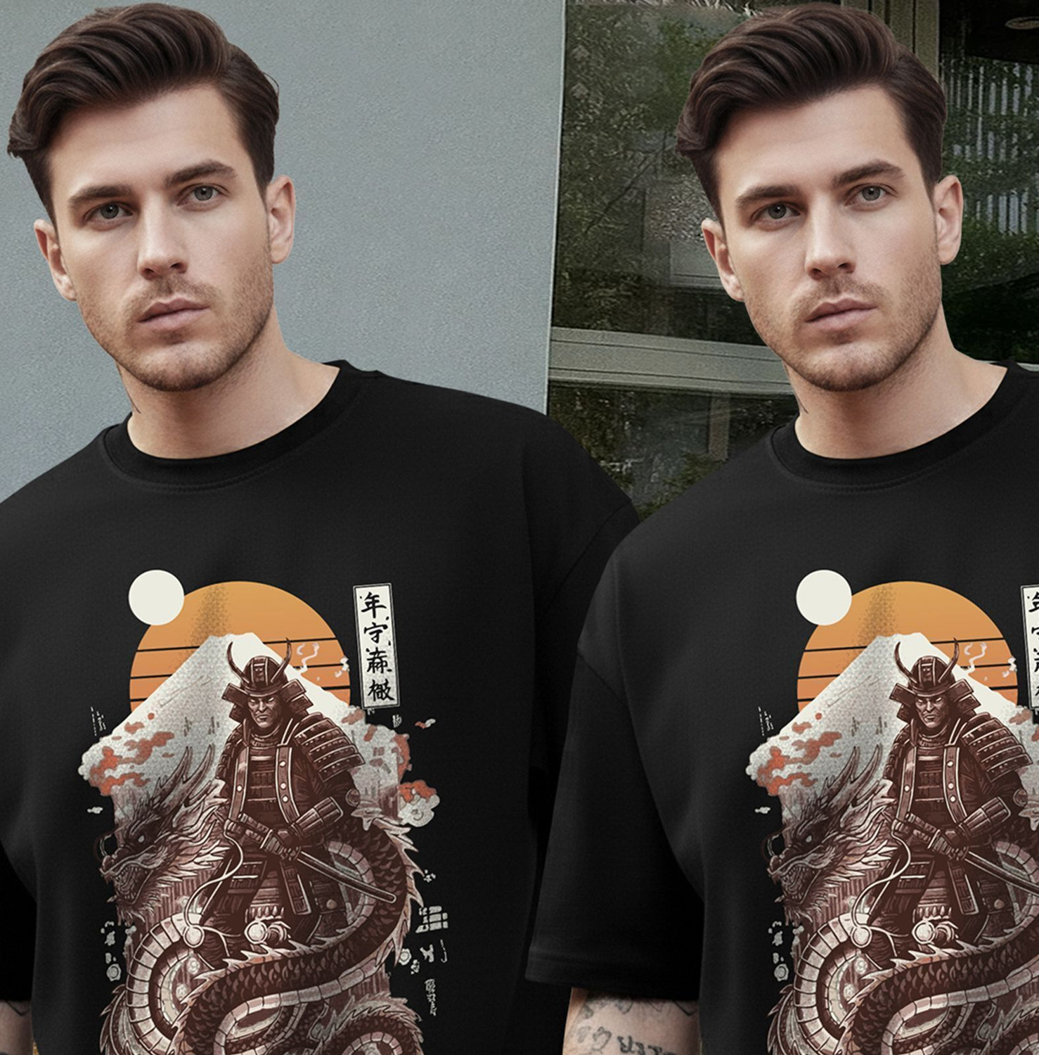 Image of TRIPR Typography Men Round Neck Black T-Shirt